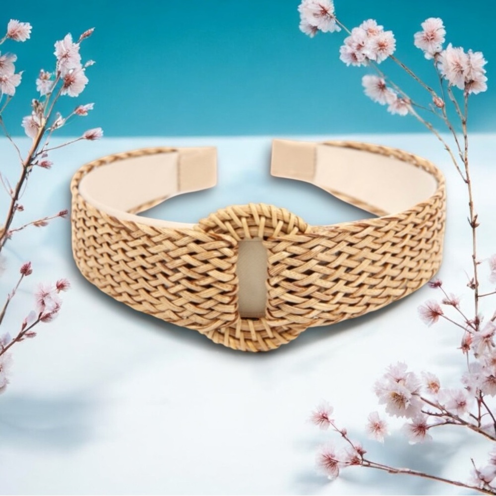 Beige Woven Fiber Headband NEW✔️ - Picture 4 of 6